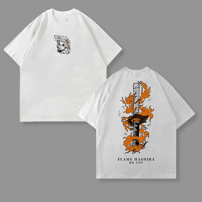 Demon Slayer Kokushibo Anime Printed T-shirt 2025 Men's and Women's Summer New Harajuku Fashion Casual Loose Parent Child Top