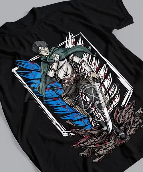 Anime Attack on Titan Capitán Levi Honor Batalla Final Printed T-shirt Men's and Women's T-shirt Men's Top Sports T-shirt 2026