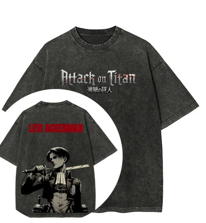 Hot Sale Attack on Titan Peripherals Graphic Print T-Shirt Men Women Retro Washed Cotton Harajuku Style Oversized Summer New Top