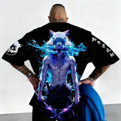Demon Slayer Anime Print Pure Cotton Short-sleeved 2025 Men's and Women's Loose Sporty Summer Fashion Round-neck T-shirt