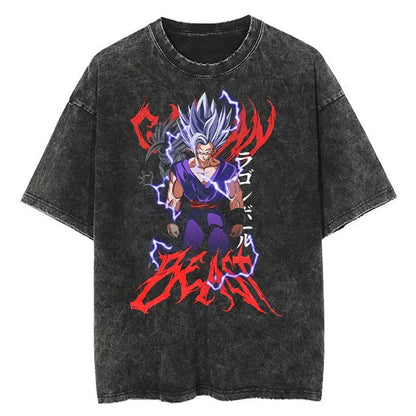Summer Men's Washes T-shirts Japanese Anime Dragon Ball Torankusu ＆ Goten Graphic Clothing Tops Y2K Oversized Cotton DBZ Tees