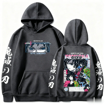 Demon Slayer Giyu Tomioka Hoodie Men Women Anime Cosplay Sweatshirt 2026 New Casual Streetwear Pullover Y2k Long-sleeved Tops