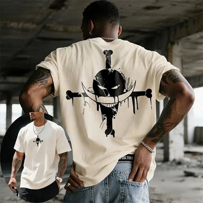 ONE PIECE Animation Derivatives White Beard Printed Short Sleeve T-Shirt Men's and Women's 2025 Summer Fashion Casual Cotton Top