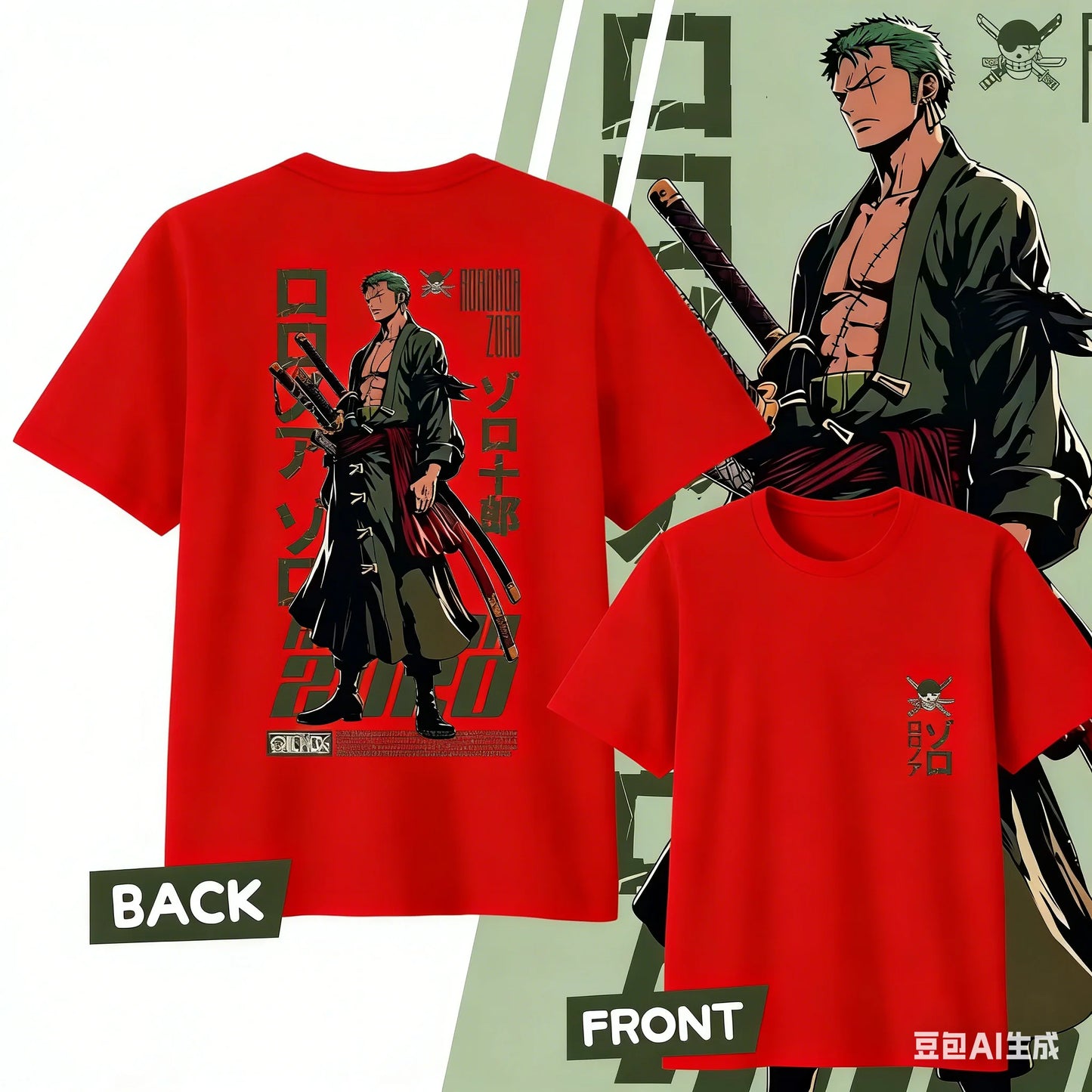 Anime One Piece Roronoa Zoro Cotton Printed T-shirt Men's and Women's T-shirt Men's Top Sports T-shirt 2026 Summer New Tee