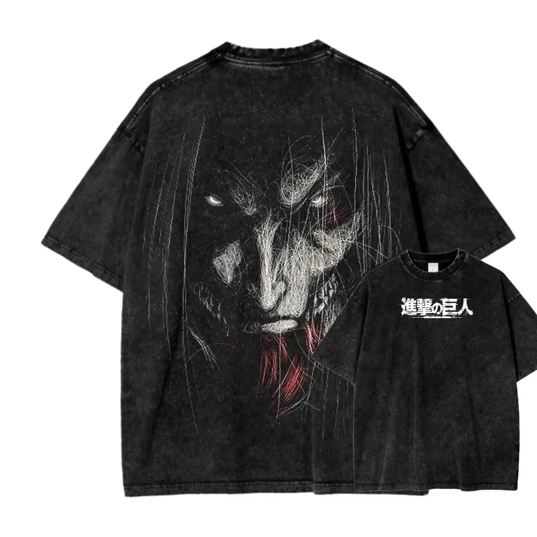 Hot Sale Attack on Titan Peripherals Graphic Print T-Shirt Men Women Retro Washed Cotton Harajuku Style Oversized Summer New Top
