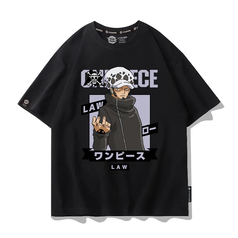 One Piece Short Sleeved T-shirt Men's Summer Nikalufei Aesolon Anime Cotton Summer Loose T-shirt Men's and Women's Half Sleeve