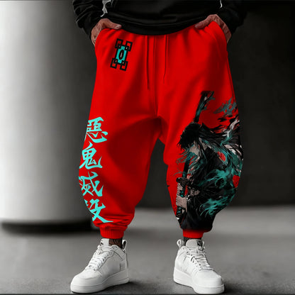 Demon Slayer Anime 2025 Autumn/Winter Sports Pants NewTokitou Muichirou Hand Drawn Printed Men's Loose Casual Fashion Tights