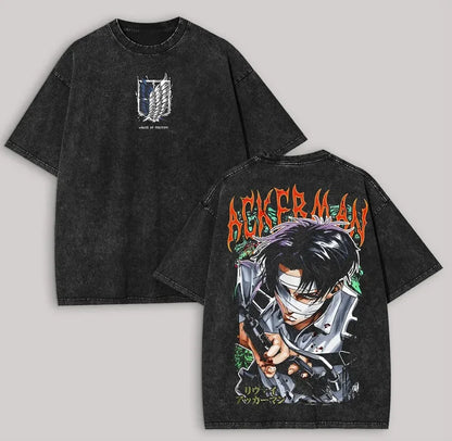 Hot Sale Attack on Titan Peripherals Graphic Print T-Shirt Men Women Retro Washed Cotton Harajuku Style Oversized Summer New Top