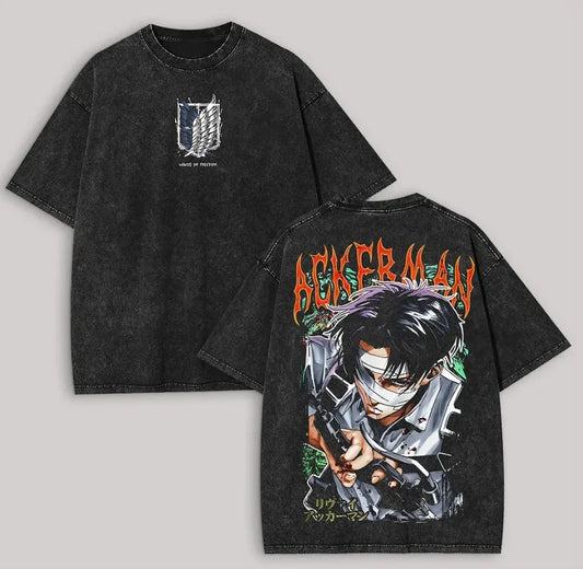 Hot Sale Attack on Titan Peripherals Graphic Print T-Shirt Men Women Retro Washed Cotton Harajuku Style Oversized Summer New Top