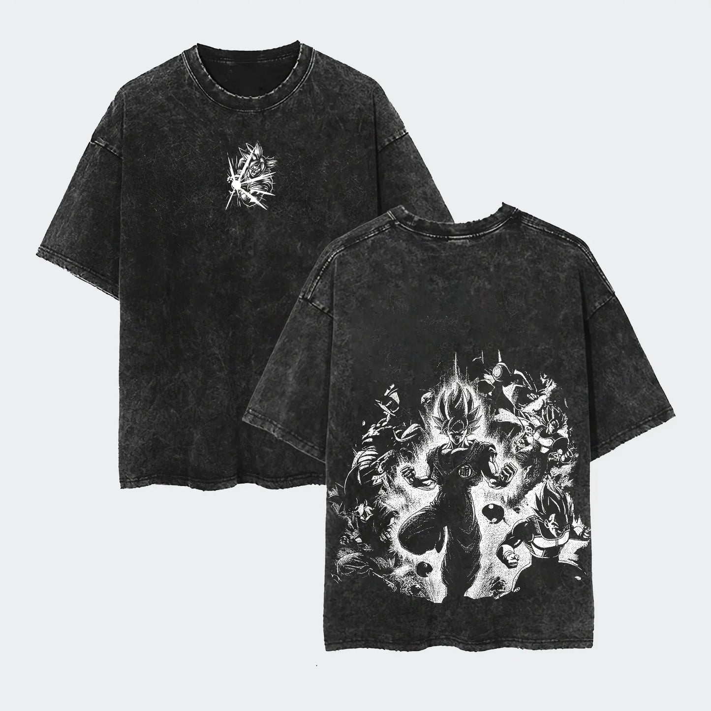 Anime Dragon Ball Cosplay Washed Goku T-Shirt Cotton Loose Large Casual Sports Vegeta Gym T-Shirt Men's Harajuku Tee Clothing