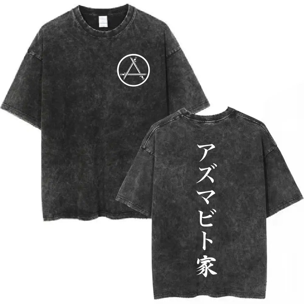 Vintage Washed Anime Attack on Titan Eren Jaeger T-shirt Men Women Fashion Short Sleeve T Shirts Cotton T-shirt Tops 2026 Summer