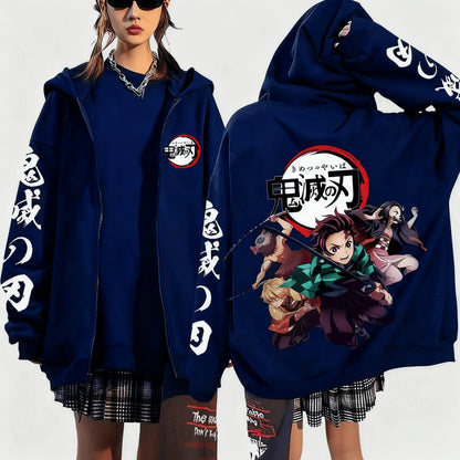 New Year Hot Selling Men's Devil Killer Anime Zipper Hoodie Men's and Women's Sportswear Street Wear Autumn and Winter Fashion