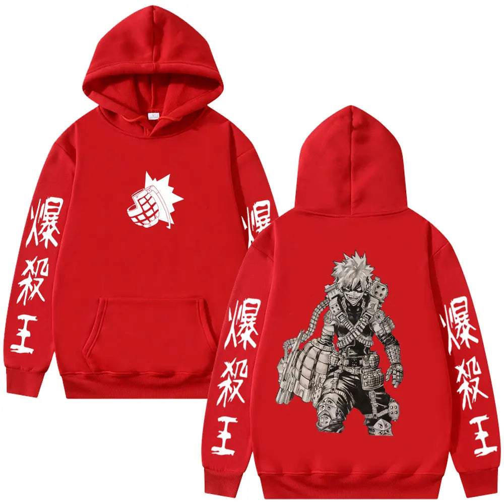 Anime My Hero Academia Bakugou Katsuki Merch Hoodie Men Women Fashion Vintage Hooded Sweatshirt Male Manga Cosplay Streetwear