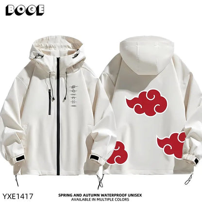 Naruto Akatsuki anime cartoon cute windbreaker anime style for boys and girls couples spring and autumn hooded coat jacket gift