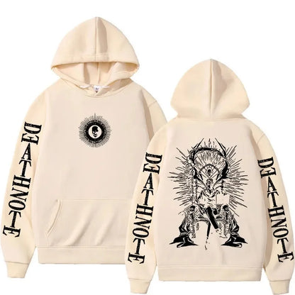 Y2K Anime Death Note Hoodies Yagami Light L·Lawliet Gothic Sweatshirt Men Women Clothing Fashion Long Sleeve Pullovers Streetwea