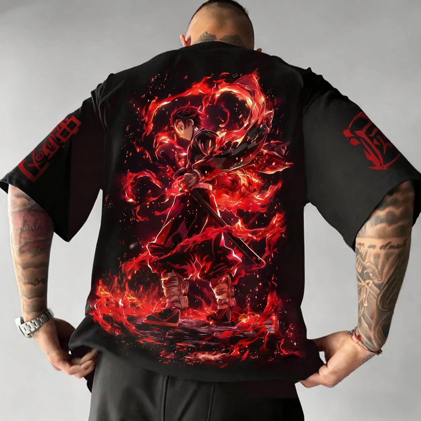 Demon Slayer Anime Co Branded Printed T-shirt Summer New Men's Japanese Harajuku Loose Casual Children's Parent Child Top