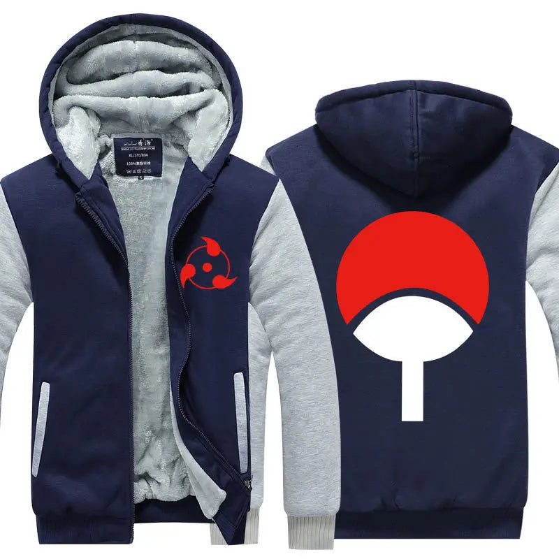 Anime Cartoon Naruto Hooded Coat Men's Autumn Winter Thicken Printing Plush Coat Student Fashion Keep Warm Coat Birthday Gift