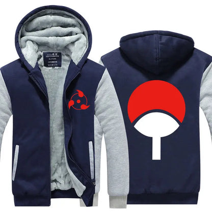 Anime Cartoon Naruto Hooded Coat Men's Autumn Winter Thicken Printing Plush Coat Student Fashion Keep Warm Coat Birthday Gift