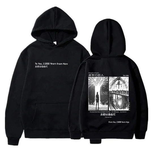 Anime Attack on Titan Hoodies Shingeki No Kyojin Season 4 Final Rumbling Eren Yaeger Oversized Hooded Sweatshirts Streetwear