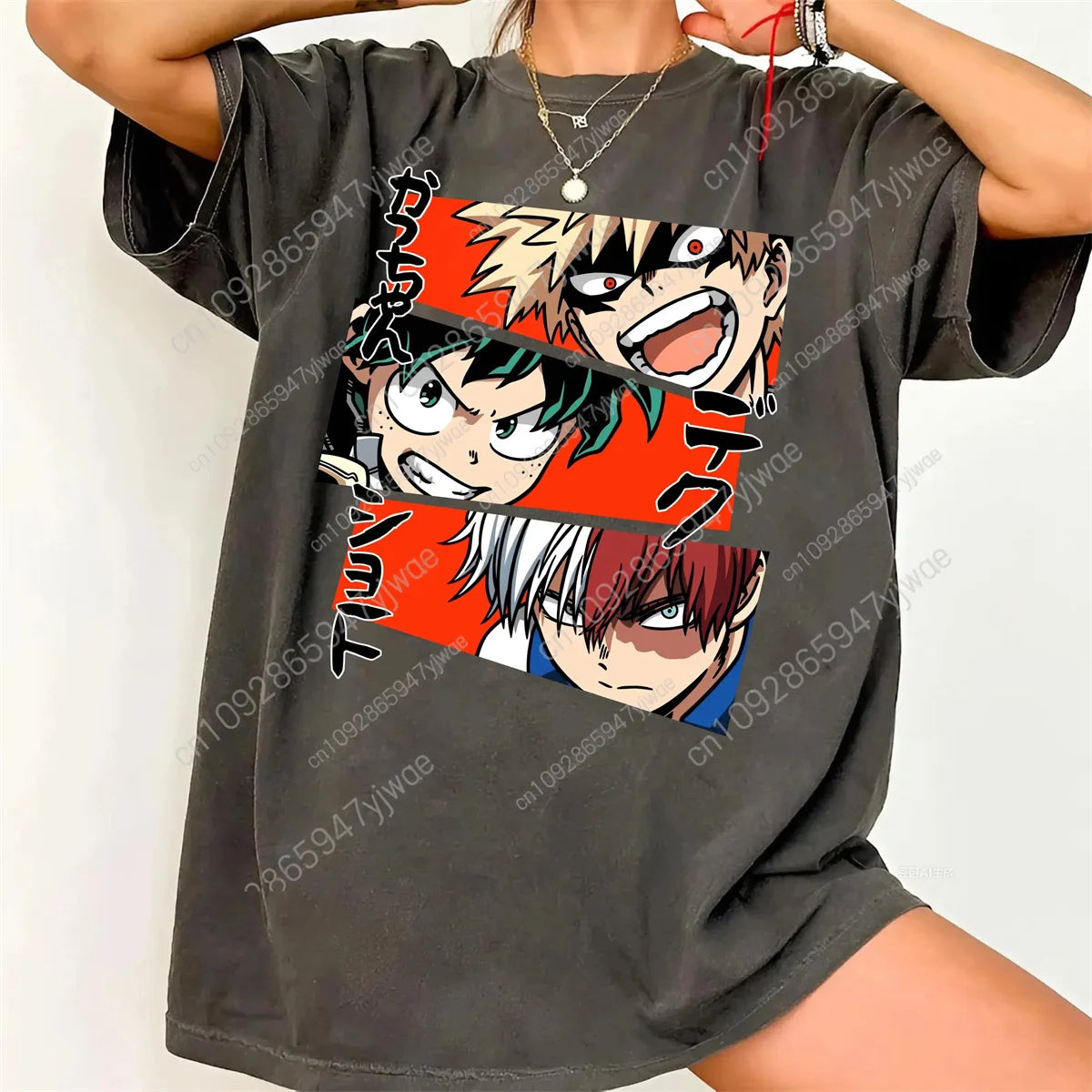 My Hero Academia T-Shirt Deku Bakugo & Todoroki Graphic T-Shirt
