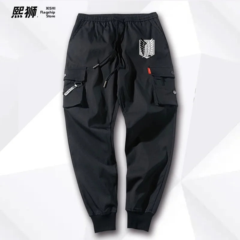 Atta on Titan Workwear Pants Casual Sports Long Trousers Elastic Waist Cotton Polyester Blend Spring Autumn Youth Faion