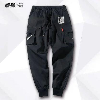 Atta on Titan Workwear Pants Casual Sports Long Trousers Elastic Waist Cotton Polyester Blend Spring Autumn Youth Faion