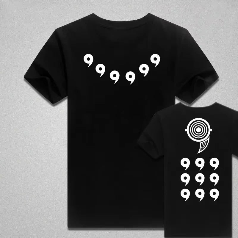 New Trendy T-shirt  Selling Vortex Naruto Sasuke Pure Cotton Men's and Women's  Short Sleeved Shirt 2026 New Summer