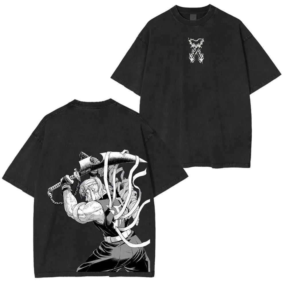 Demon Slayer Anime T Shirt Men Women Vintage Washed Cotton Tee 2026 Summer Casual Tops Graphic Print Streetwear Manga Fashion
