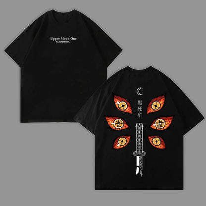 Demon Slayer Kokushibo Anime Printed T-shirt 2025 Men's and Women's Summer New Harajuku Fashion Casual Loose Parent Child Top