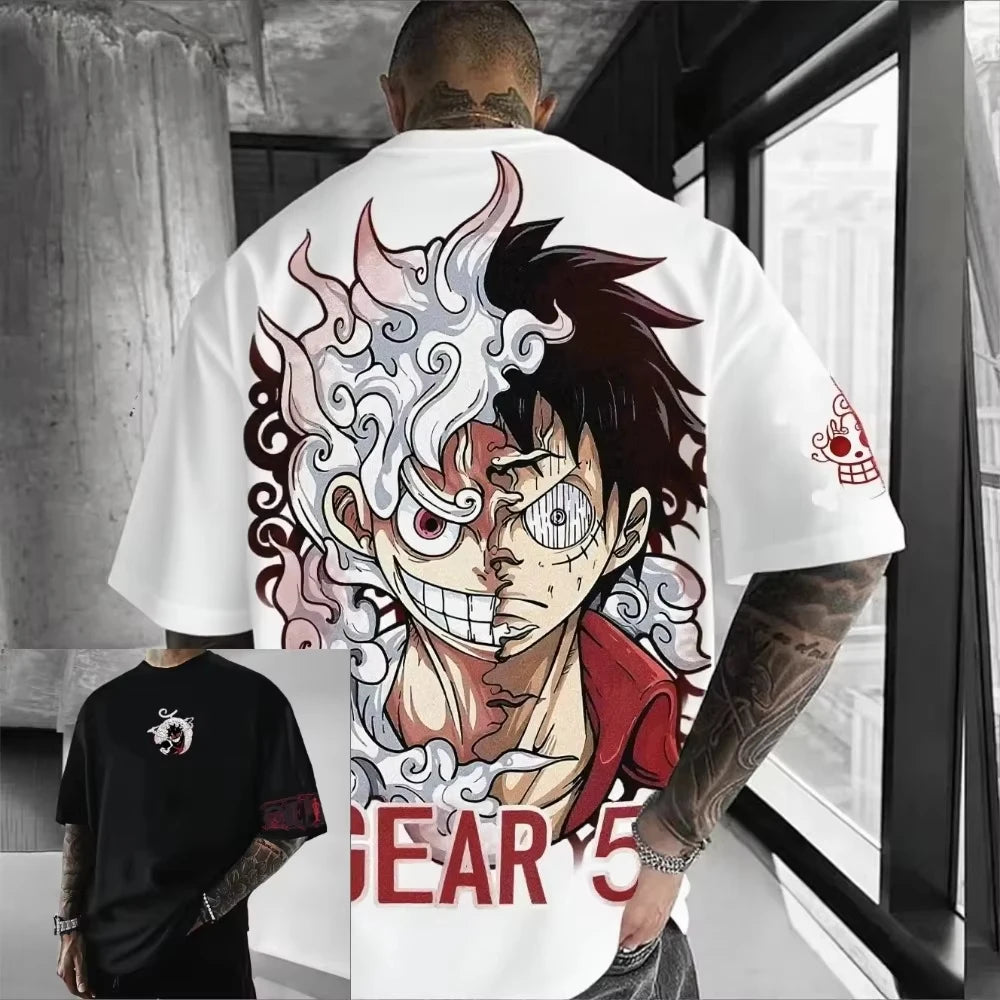 ONE PIECE Luffy Gear 5 2026 Summer New Product Harajuku Anime Printed  Short Sleeve Men's and Women's Unisex Cotton T-shirt