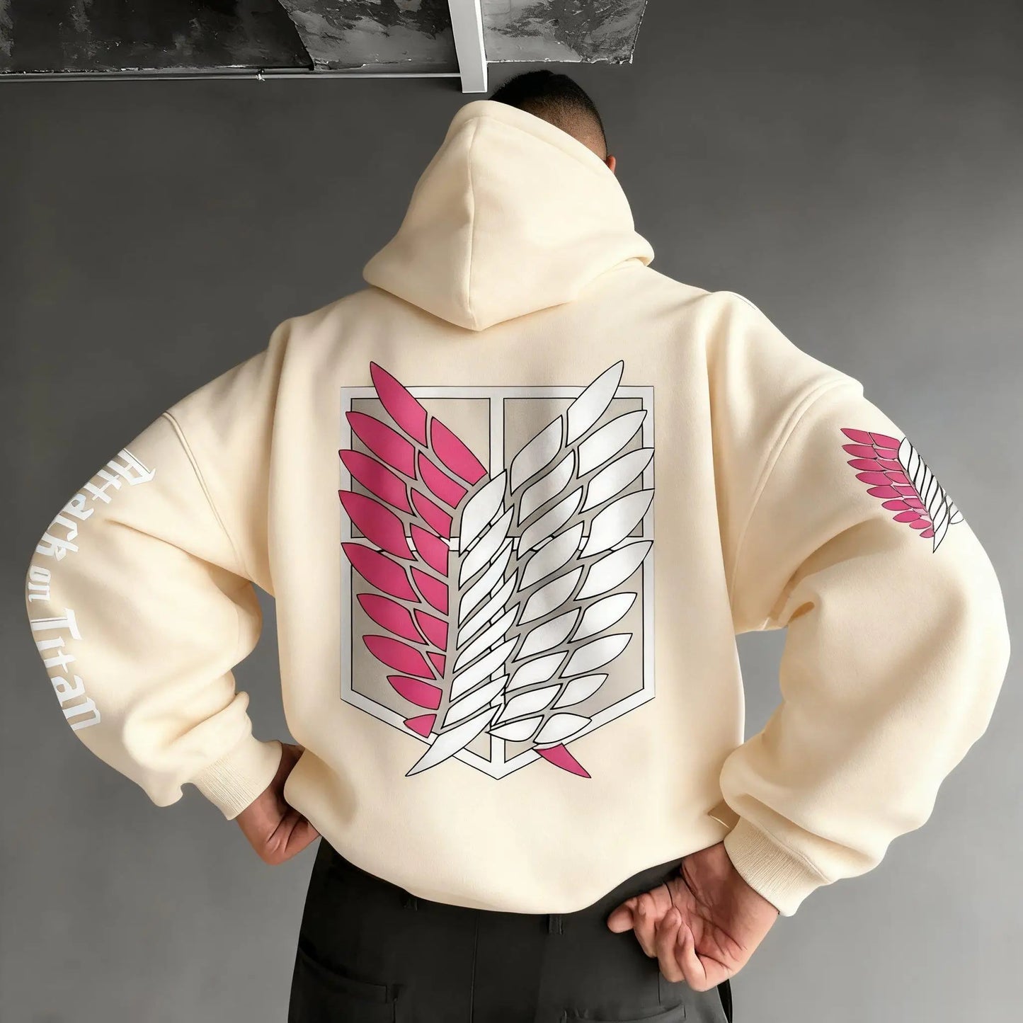 Oversized Casual Attack on Titan Anime Hoodie Men Women Wings Print 2025 Spring Autumn Pullover Sweatshirt Streetwear Fashion
