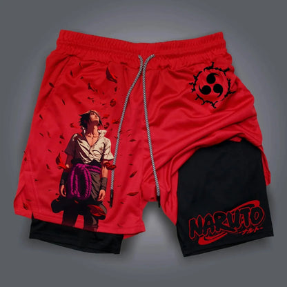 2026 Naruto Japanese Animation Peripheral Printing Double Shorts American Summer Men's Daily Loose Sports Breathable Pants