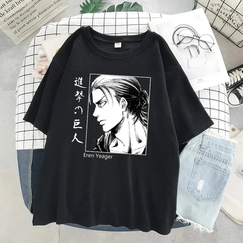Japanese Anime Attack On Titan Graphic Print T Shirt Men Women Fashion Casual Crew Neck Short Sleeve Plus Size Unisex T Shirt