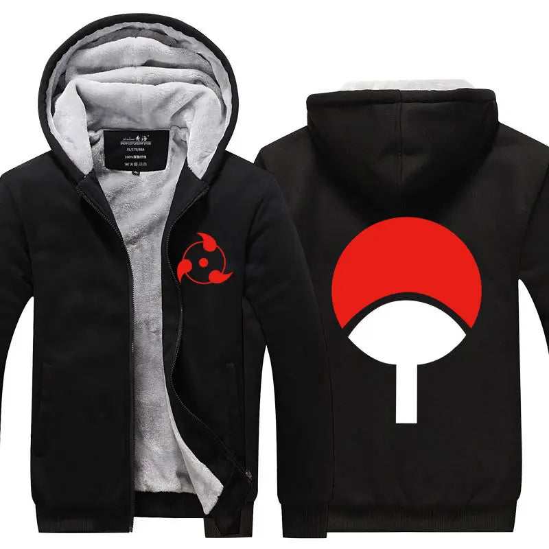Anime Cartoon Naruto Hooded Coat Men's Autumn Winter Thicken Printing Plush Coat Student Fashion Keep Warm Coat Birthday Gift