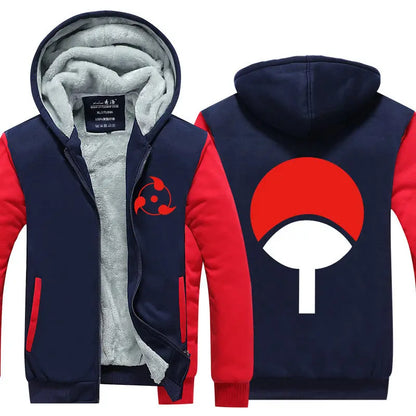Anime Cartoon Naruto Hooded Coat Men's Autumn Winter Thicken Printing Plush Coat Student Fashion Keep Warm Coat Birthday Gift