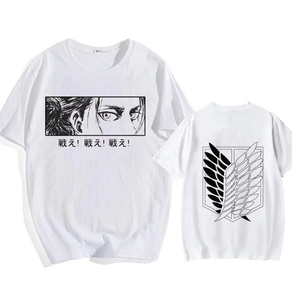 Attack on Titan Streetwear Men's T Shirt Eren Yeager Shingeki No Kyojin  Anime Summer Cotton Women Tops Tees Casual High Quality