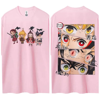 Demon Slayer Men's T-shirt Kamado Tanjiro Japan Anime Summer Boy Spring and Autumn Children's Short Sleeves Parent-Child Wear