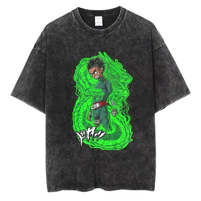 Hip Hop Streetwear Japanese Anime Naruto Print T Shirt Vintage Black T-Shirt Harajuku Cotton Casual Tops Men Short Sleeve Tshirt