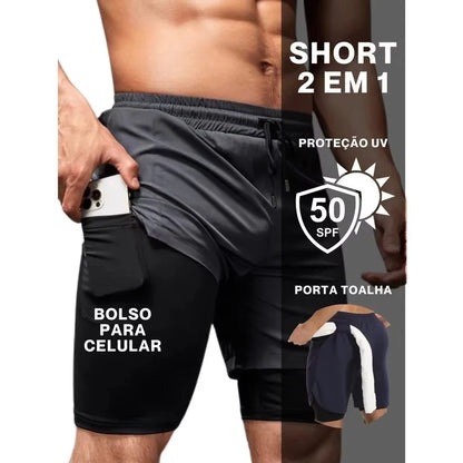 Sukuna Men's Double Layer 2-in-1 combat fitness pants Sports Shorts Jujutsu Kaisen Japanese Anime pocket Quick-Drying sweatpants