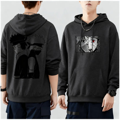 Naruto Kakashi Uchiha Obito Printed Hoodie Harajuku Retro Streetwear Men's Pure Cotton Oversized Loose Women's Hooded Unisex Y2k