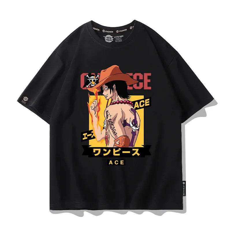 One Piece Short Sleeved T-shirt Men's Summer Nikalufei Aesolon Anime Cotton Summer Loose T-shirt Men's and Women's Half Sleeve