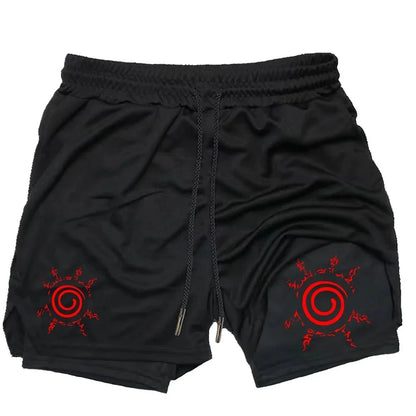 Naruto Anime Mens Gym Quick-Drying Jogging Shorts Fitness Workout Running 2 in 1 Short Pants Men Sports Bodybuilding Sweatpants