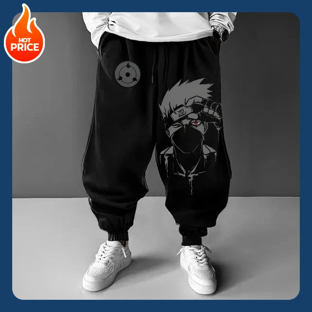 Naruto Japanese Classic Animation Sasuke Peripheral Pure Cotton Loose Trousers Autumn Men's and Women's Sports Leggings