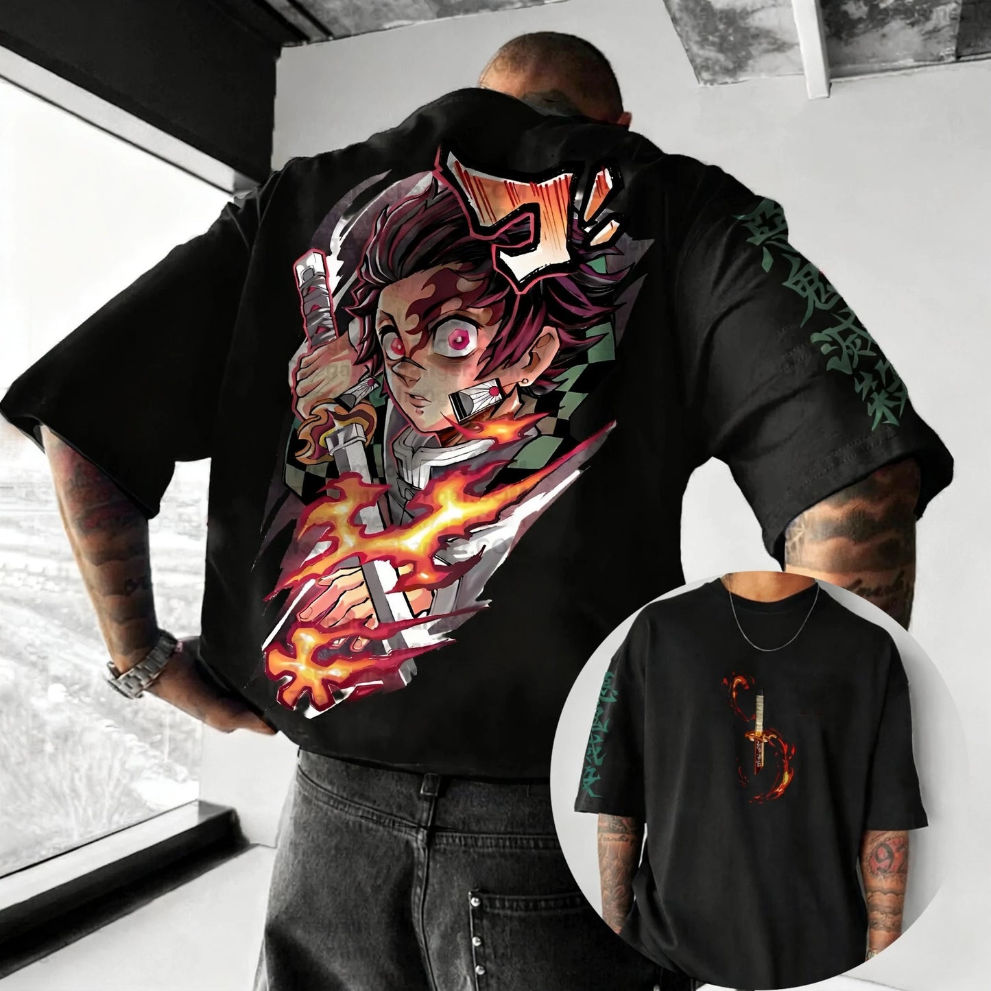 Demon Slayer Anime Print Pure Cotton Short-sleeved 2025 Men's and Women's Loose Sporty Summer Fashion Round-neck T-shirt