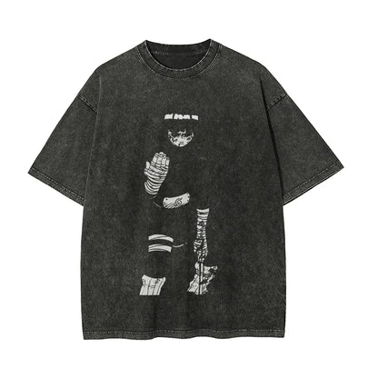 Rock Lee T Shirt Naruto Men Acid Wash Anime Manga Graphic Cotton Streetwear Taijutsu Master Minimalist Retro Vintage Tee