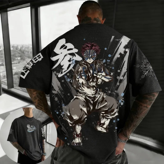 Summer Plus Size Demon Slayer Anime Printed Men, Women T-shirt Casual Parent Child Top Fashion Harajuku Style Street Wear Y2K