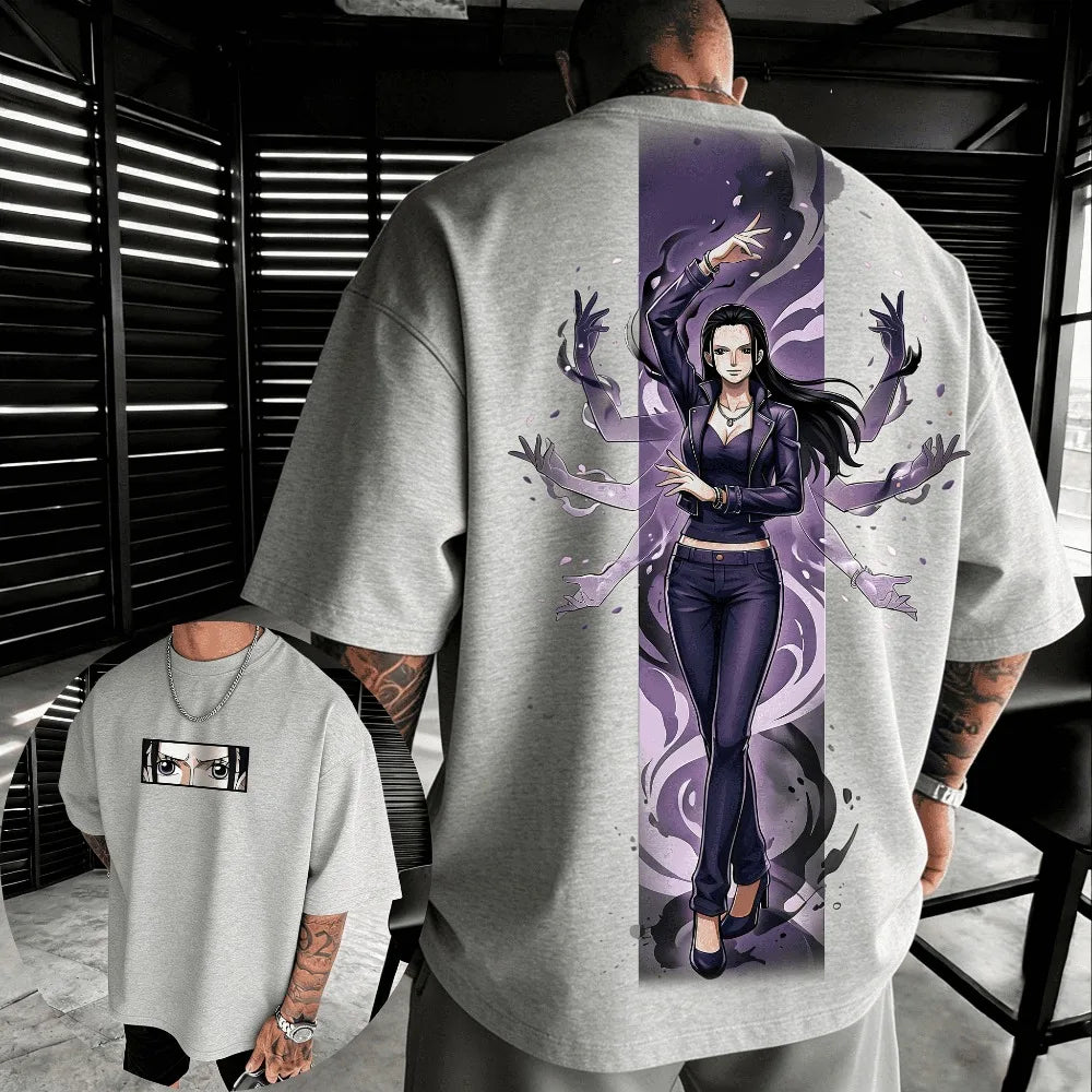 Oversized One Piece Nico Robin Unisex Pure Cotton T-shirt 2026 Summer Harajuku Anime Print Y2K Hip-hop Short Sleeved Top
