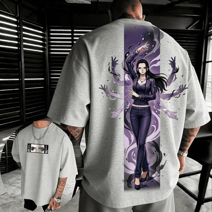Oversized One Piece Nico Robin Unisex Pure Cotton T-shirt 2026 Summer Harajuku Anime Print Y2K Hip-hop Short Sleeved Top