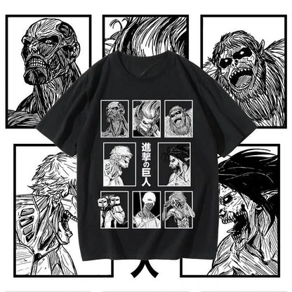 2025 Attack on Titan Short-sleeved T-shirt Men's Eren Mikasa Corporal Levi Co-branded Anime Peripherals Graphic Print T-shirt