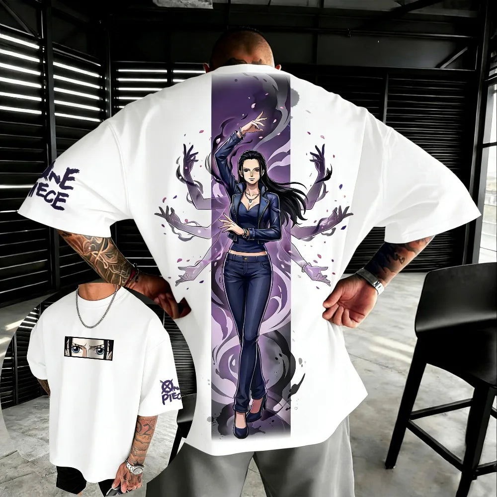 Oversized One Piece Nico Robin Unisex Pure Cotton T-shirt 2026 Summer Harajuku Anime Print Y2K Hip-hop Short Sleeved Top